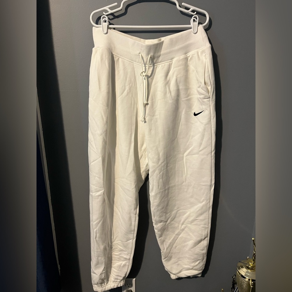 Nike Mens Oversized White Cuffed Sweatpants